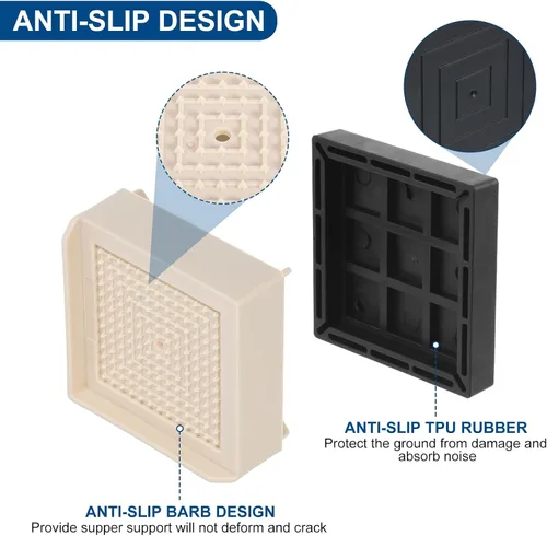 Vista 3 de uxcell Elevadores de muebles de 1.5 pulgadas, 4 piezas de elevadores cuadrados ajustables para sofá para extensor, para cama, escritorio, sofá, Beige