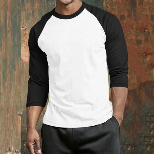 Vista 3 de Men's Raglan Long Sleeve Tee Shirts Color Block Crew Neck T Shirt Lightweight Soft Casual Basic Tshirts Running Tops