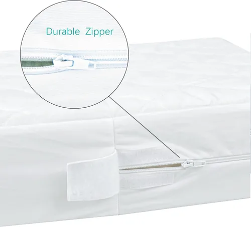 Vista 2 de Protector de colchón para cuna con cremallera, funda impermeable para colchón de cuna, transpirable y absorbente, funda de 6 lados totalmente