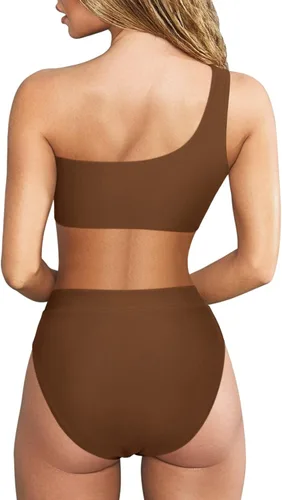 Vista 139 de MOOSLOVER Traje de baño de dos piezas con corte alto y cintura alta para mujer