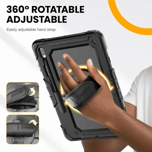 Vista 4 de Timecity Funda para Samsung Galaxy Tab S8 Plus/S7 FE 5G de 12.4 pulgadas con protector de pantalla y soporte giratorio de 360° y correa de hombro