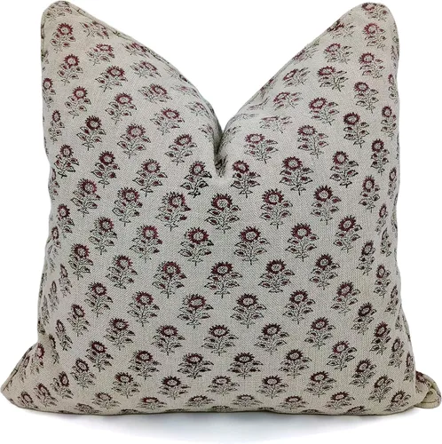 Vista 17 de Funda de cojín decorativa de algodón grueso hecho a mano con estampado floral boho, 14x14 pulgadas, con cremallera invisible, perfecta