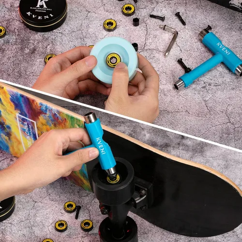 Vista 7 de Rodamientos para patineta de alta calidad, rodamientos largos 608rs de cerámica negra, revestimiento de titanio, rodamientos ABEC de giro rápido
