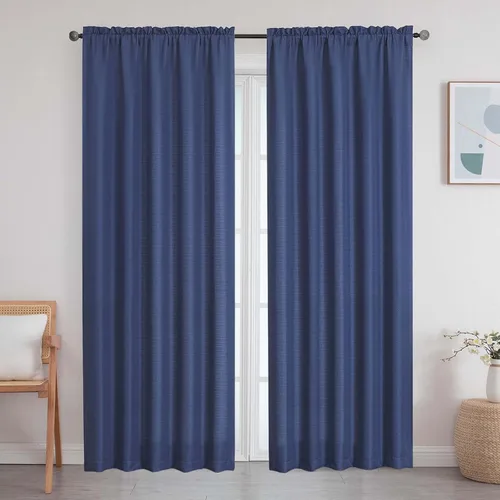 Vista 16 de Cortinas de lino para dormitorio y sala de estar de 96 pulgadas de largo, juego de 2 paneles, con bolsillo para cortinero, filtrado de luz, textura