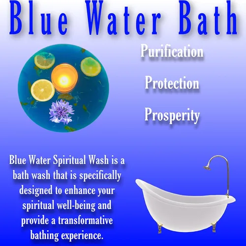 Vista 4 de Agua azul - Agua espiritual de 16 onzas, ritual de baño y lavado de pisos, elimina la energía negativa, azul azul-purificación y protección