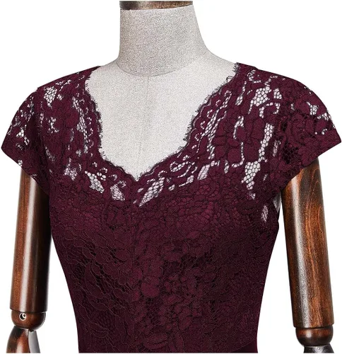 Vista 5 de MISSMAY Vestido largo formal de noche con cuello en V para mujer