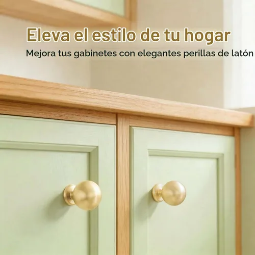 Vista 2 de QOGRISUN Paquete de 2 pomos de latón macizo para gabinete, pomos dorados