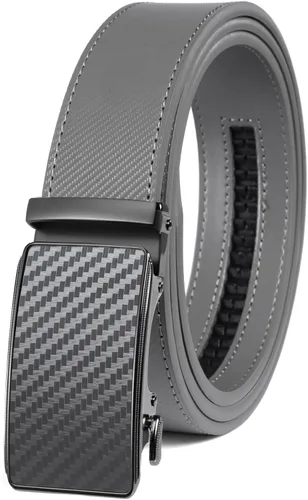 Vista 26 de Drowsmen - Cinturón de cuero para hombre con trinquete de 1 3/8 pulgadas, hebilla automática de deslizamiento con clic, ajuste ajustable para un