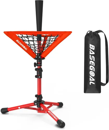Vista 11 de BaseGoal Baseball Batting Tee with Removable Baseball Caddy for Kids