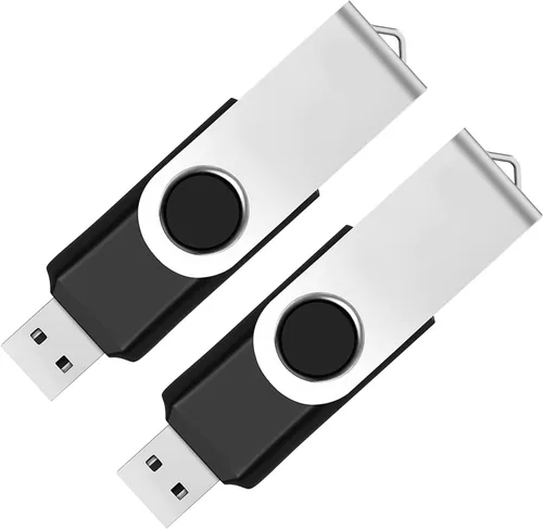 Vista 11 de Paquete de 2 unidades flash USB de 2 GB USB 2.0 unidades de pulgar Drive Jump Drive Fold Almacenamiento Memory Stick Diseño giratorio - Negro