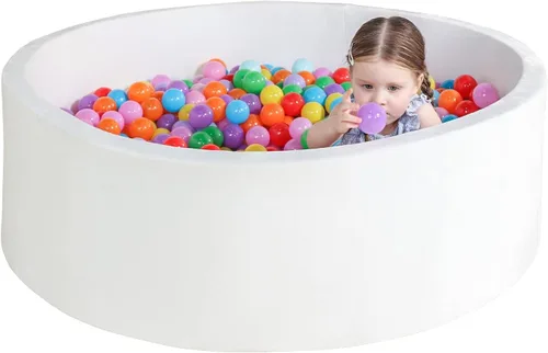 Vista 13 de TRENDBOX Piscina de pelotas de espuma para niños pequeños, 35x11 pulgadas, piscina de bolas suave para bebés con cubierta de terciopelo lavable