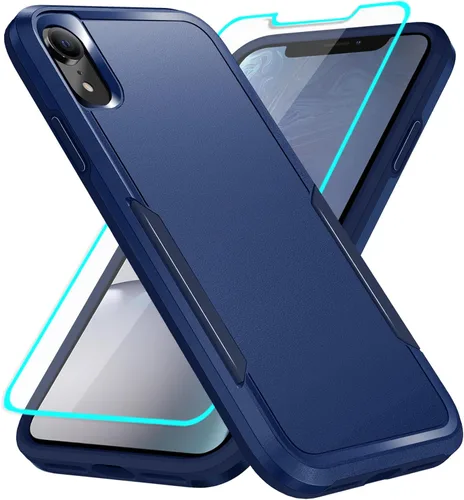 Vista 10 de Funda para iPhone XR con protección de pantalla: resistente a prueba de golpes y arañazos Funda para iPhone XR-Negro