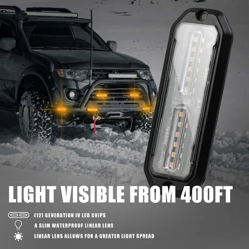 Vista 3 de WINECO Luces estroboscópicas LED ámbar para camiones, 8 piezas, 12 luces LED estroboscópicas intermitentes de montaje en superficie, kit de luces