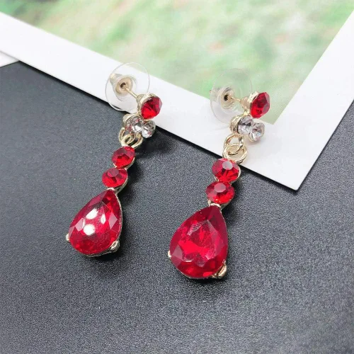 Vista 3 de Juego de dos piezas de joyería de dama de honor para novia collar de boda de cristal de gama alta a la moda