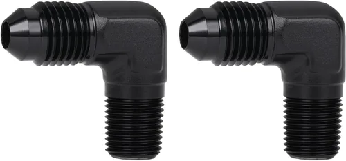 Vista 43 de 3AN macho Flare a 1/4 NPT tubo macho 90 grados codo adaptador unión aluminio negro