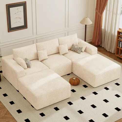 Vista 42 de Sofá modular de 146 pulgadas, sofás de nube convertibles en forma de U para sala de estar con otomana, juego de sofá de pana de 6 plazas sin hueso