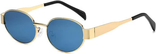 Vista 12 de Lentes de sol ovalados retro para mujeres y hombres, lentes de sol ovalados de metal de los años 90, tonos vintage