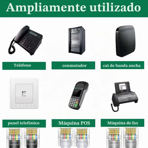 Vista 5 de LanSenSu Cable RJ12 RJ12 6P6C macho a macho recto con cable para uso de datos y voz, paquete de 2 unidades (negro, 3.3 pies)