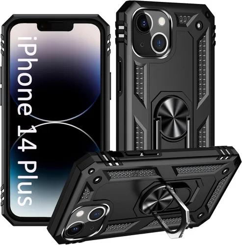 Vista 26 de ADDIT i Phone 14 Pro - Funda para iPhone 14 Pro, con anillo de soporte, soporte ajustable, grado militar, protección resistente, a prueba de golpes