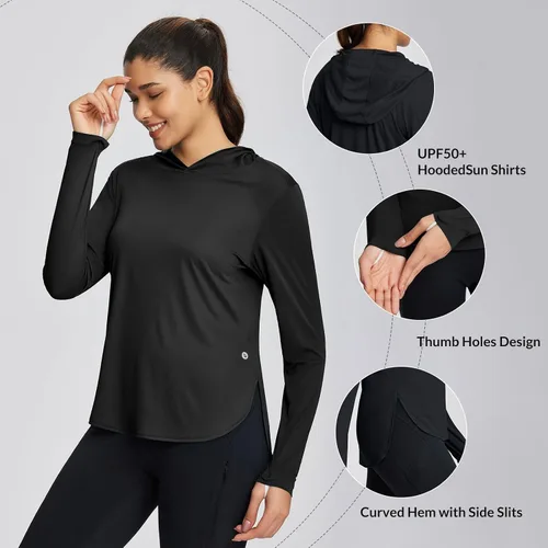 Vista 5 de BALEAF Women's UPF 50+ Sun Shirt with Hoodie SPF Long Sleeve UV Protection Clothing Hiking Fishing Outdoor Lightweight