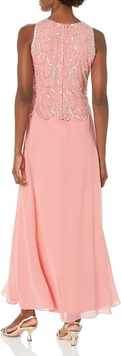 Vista 16 de J Kara Vestido largo sin mangas con cuentas y bufanda para mujer, talla grande