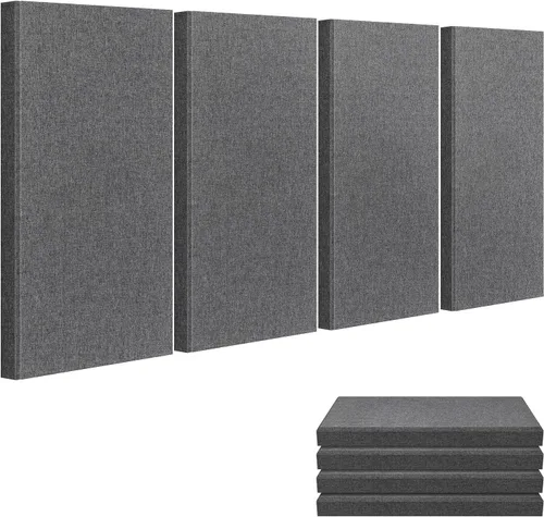 Vista 9 de Panel de pared de fibra de vidrio de 23.62 x 11.81 x 2 pulgadas, paquete de 4 paneles acústicos, paneles acústicos absorbentes de sonido para Beige