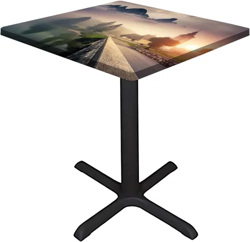 Vista 2 de Mantel cuadrado para mesa de paisaje, majestuosa escena matutina brumosa Triglav National Elástico, se adapta a mesas de 24 x 24 pulgadas