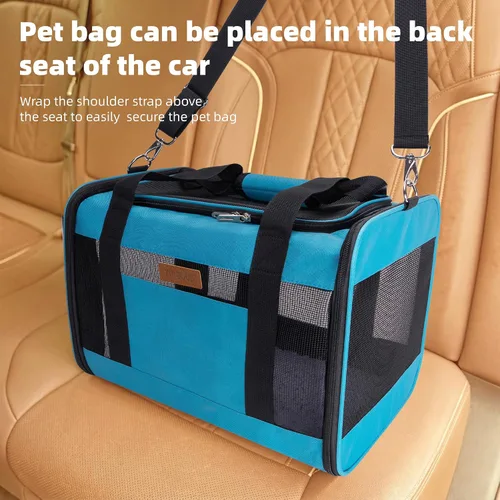 Vista 6 de YUNIQUE Transportador de gatos y perros de lados suaves para mascotas de hasta 15 libras, transportador plegable aprobado por aerolíneas con diseño