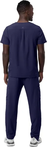 Vista 2 de Adar Addition Go-Basic - Conjunto de uniforme médico para hombre, camiseta médica clásica con cuello en V y pantalones de uniforme médico tipo cargo