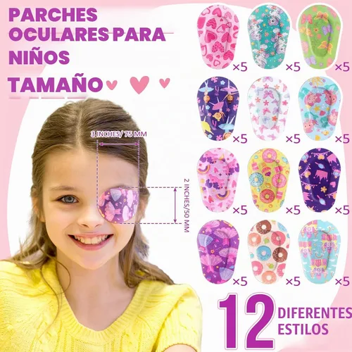Vista 2 de Panelee 60 Parches Adhesivos para Ojos para Niños, Niñas y Niñas Pequeñas, Parches para Ojos a Granel de Material Transpirable, Algodón que Bloquea