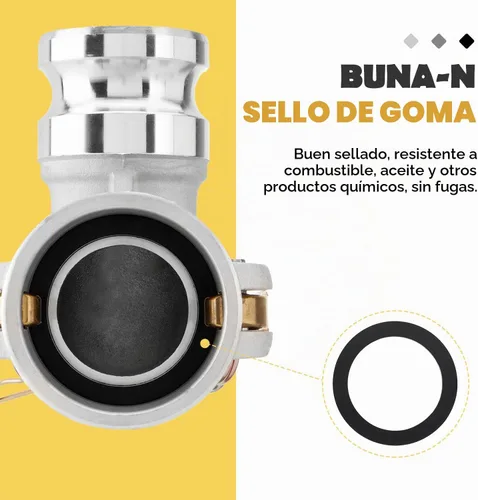 Vista 3 de Accesorio de manguera tipo DA para leva y ranura, codo de 90 grados, Camlock hembra de 2 pulgadas x 2 pulgadas Camlock macho, 250 PSI