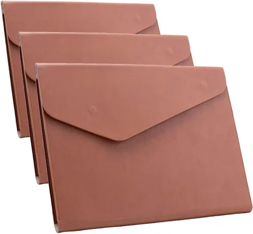 Vista 16 de Carpeta de archivos A4 de cuero PU Portafolio impermeable con cierre magnético invisible, color negro