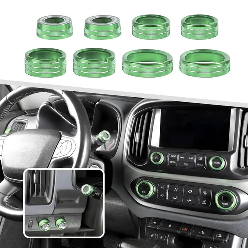 Vista 12 de Jimen Compatible con Chevrolet Colorado/GMC Canyon 2014-2022, 8 piezas de botón de CA de volumen de audio de consola central, intermitente e Negro