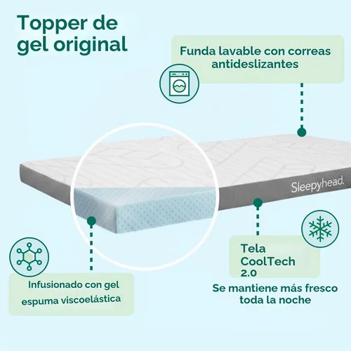 Vista 3 de Sleepyhead Cubrecolchón de gel premium de 2 pulgadas Twin XL, de espuma viscoelástica de gel para camas universitarias, refrescante, alivio de Gel