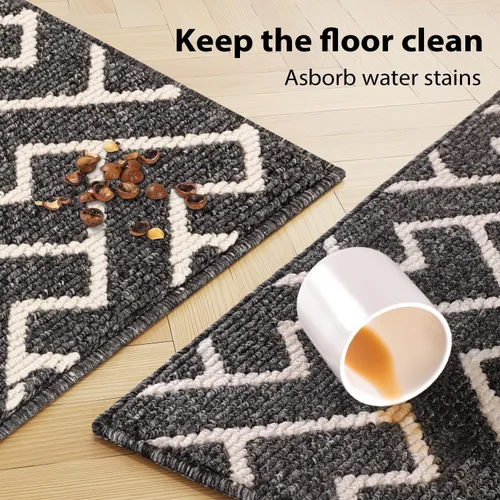Vista 5 de Juegos de alfombras de cocina de 2 piezas - Alfombras de cocina antideslizantes coloridas para piso - Gruesas, alfombra decorativa de piso de cocina