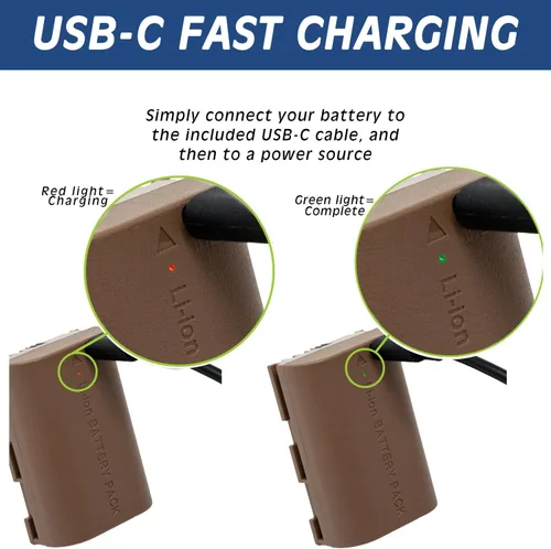 Vista 2 de Wasabi Power Reemplazo de batería USB (Serie Ginger) para Canon LP-E6, LP-E6N para Canon EOS 5D Mark II/III/IV, 5DS, 6D Mark II, 7D Mark II, 70, 80