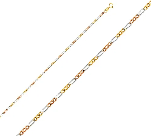 Vista 2 de Wellingsale Cadenas Figaro de oro macizo de 14 quilates (opciones seleccionadas)