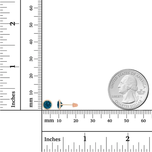 Vista 4 de Aretes redondos de oro de 14 quilates hipoalergénicos de 0.236in con piedra natal solitario, circonita