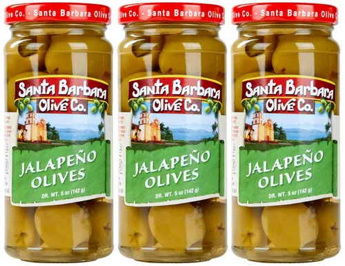Vista 37 de Aceitunas verdes rellenas de anchoas sin hueso de Santa Barbara, perfectas para tablas de embutidos, ensaladas, pizza y pasta, paquete de 3, 5 onzas