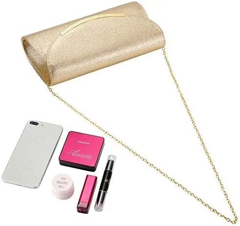Vista 6 de BENCOMOM Women gold clutch Purses Formal Evening Bags Wedding Party Dressy Handbags Bridal Prom shoulder bag with chain