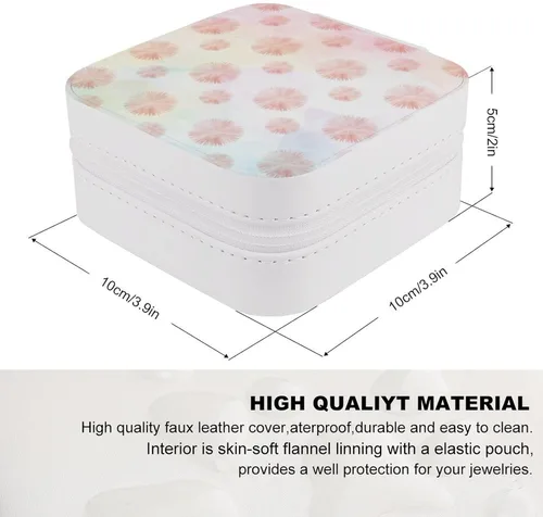Vista 2 de Caja de joyería pequeña de poliuretano estuche de viaje portátil organizador de almacenamiento para anillos aretes collares pulseras acuarela coral