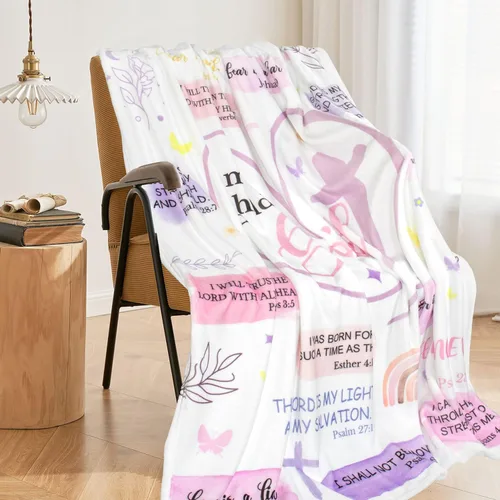 Vista 6 de Regalos cristianos para mujeres, regalos de bautismo para niñas, manta "Soy un hijo de Dios", regalos de bautizo para niñas, regalos religiosos