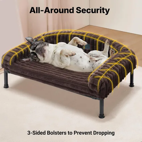 Vista 4 de Veehoo Cama elevada para perros con cojín de cojín, sofá cama de felpa esponjosa para perros pequeños, gatos, cuna elevada lavable para mascotas
