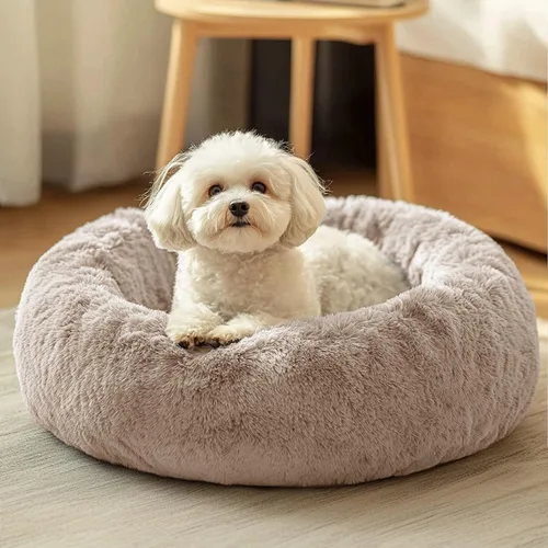 Vista 45 de JOLLYVOGUE - Cama para perros y gatos, cama relajante y antiestrés para mascotas y perros pequeños, cojín esponjoso en forma de dona para mascotas