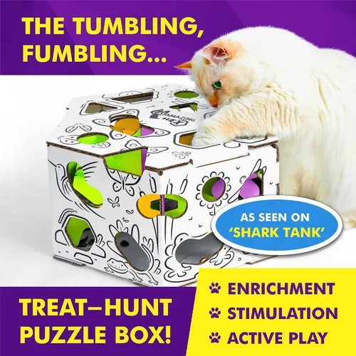 Vista 2 de Cat Amazing HEX – Caja de rompecabezas interactiva para golosinas de gato y alimentador de rompecabezas – Caja de laberinto de golosinas para gatos