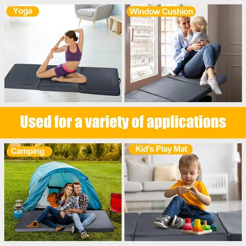 Vista 7 de BALAPET Almohada plegable de espuma viscoelástica suave para el suelo, almohada plegable de 3 piezas con asa, ideal para meditación, jugar, yoga