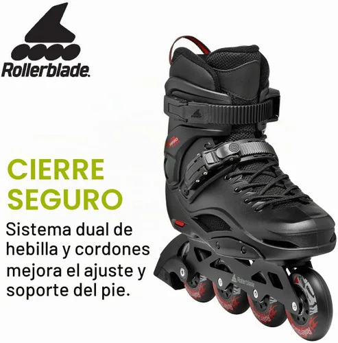 Vista 3 de Rollerblade RB 80 Patín urbano en línea para hombre, negro y rojo