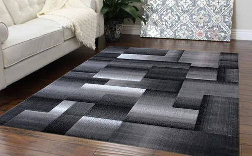 Vista 15 de Masada Rugs, Alfombra de Área Moderna Contemporánea, Azul Gris Negro (2 Pies X 3 Pies) Tapete