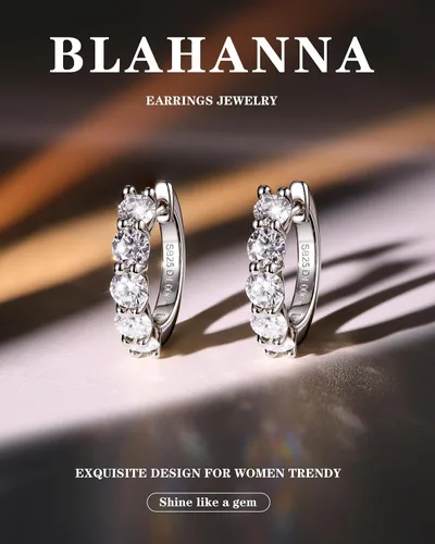 Vista 3 de Moissanite Hoop Earrings,2.0ct D Color 14K Gold Plated Brilliant Round Cut Earrings S925 Sterling Silver Huggie Earring for Women Men