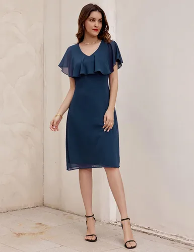 Vista 5 de GRACE KARIN Vestidos de cóctel de gasa con volantes para mujer para fiestas y bodas